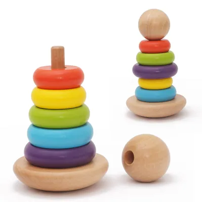 Montessori Children's Wooden Educational Set Includes Beads & Giraffe Shape Matching Box — wooden building blocks & construction wholesale
