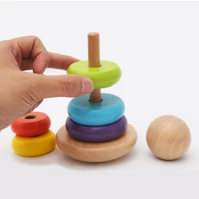 Montessori Children's Wooden Educational Set Includes Beads & Giraffe Shape Matching Box view 5