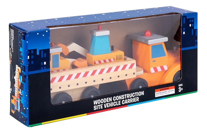 Wooden Truck Toy Set With Big Truck Small Shovel Truck And Excavator Bright Colors Wooden — wooden vehicles, tracks & ramps wholesale