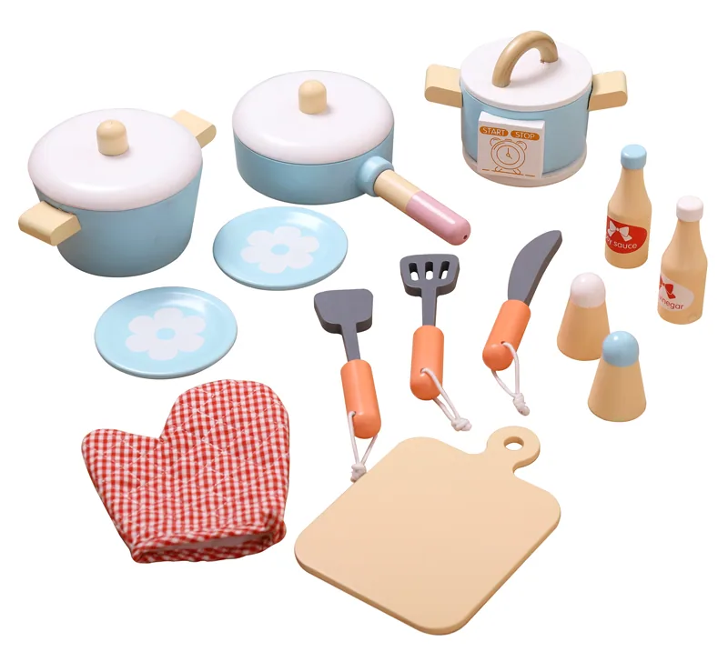 Unisex Children's Preschool Kitchen Toys Pc Game Simulation Pretend Role Play Wooden Kitchen — wooden pretend play & role play wholesale