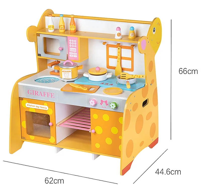 Unisex Wooden Educational Pretend Play Toy Set Montessori Animal Kitchen Orange Giraffe & — wooden pretend play & role play wholesale