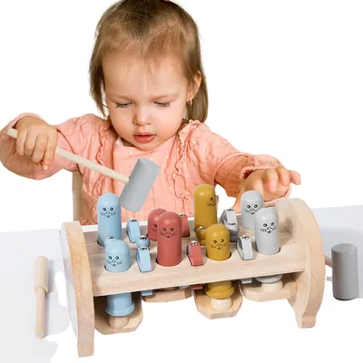Knocking Blocks S Toys for Toddlers Unisex Wooden Truck Montessori Educational Wooden Made view 5