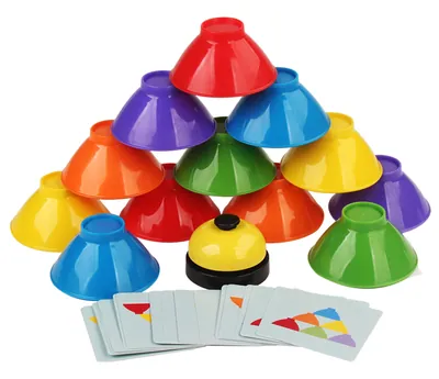 Interactive Wood Stacked Bowl Battle Game Cards Unisex Early Educational Kids Toy Parents view 2