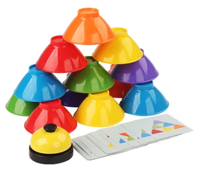 Interactive Wood Stacked Bowl Battle Game Cards Unisex Early Educational Kids Toy Parents — wooden building blocks & construction wholesale