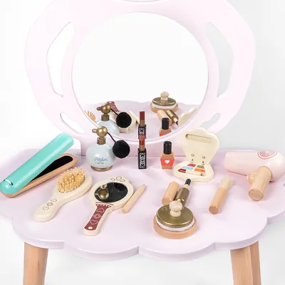 Odor-Absorbing Wooden Simulation Makeup Toys for Girls Early Education Kids' Cosmetic Bag view 2