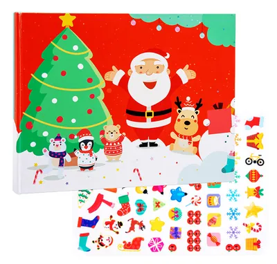Unisex Christmas Scene Sticker Book Early Education Cognitive Training Toy for 2-4 Year Old — wooden vehicles, tracks & ramps wholesale