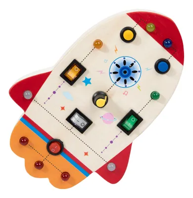 Unisex Newest Montessori Animal Led Light Busy Board Switch Toys Educational Wooden Car Toy view 2