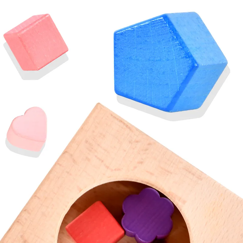 Building Blocks Shape Matching Intelligence Box Wooden Toys For Children 2-7 Years Old Early — wooden building blocks & construction wholesale