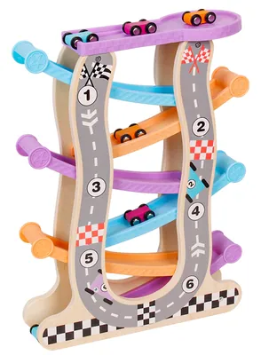 Montessori Interactive Toy Wooden Car Games Racing Sliding Track Toy Bell Track Tower Toy — wooden vehicles, tracks & ramps wholesale