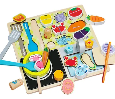 Children Creative Wooden Kitchen Toy Role Play Pretend Cooking Tools Vegetables Fruits Cutting — wooden pretend play & role play wholesale