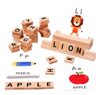 Wooden Alphabet Spelling Words Game Toy Kids Montessori Toys Early Learning Toys For Baby — wooden math & teaching aids wholesale