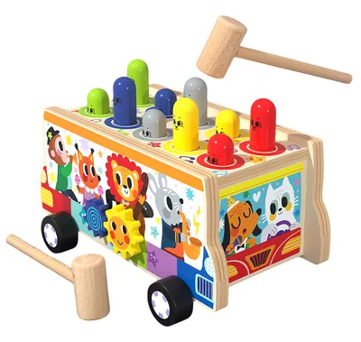 Wanhua Montessori Educational Learning Toys Animal Car Wooden Hammer Whack a Mole Toy Musical — wooden montessori & early learning wholesale