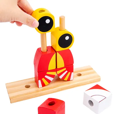 Mutants Animal Building Blocks Toy Educational Wooden Stacking DIY Game Set Model Toy for Kids view 2