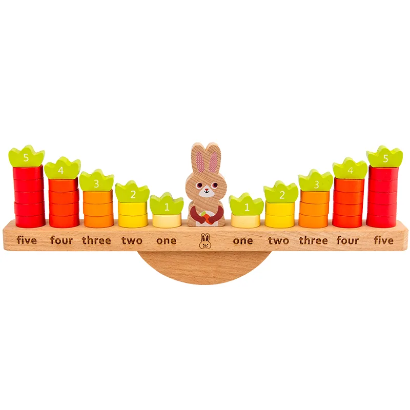 BeiYang Montessori Match Game Wooden Balance Stacking Blocks for Kids 3-5 Iron Number Counting — wooden math & teaching aids wholesale