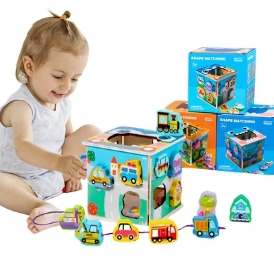 Unisex Montessori Sensory Sorting Wooden Toys Baby Parish S Matching Threading Games Fine view 3