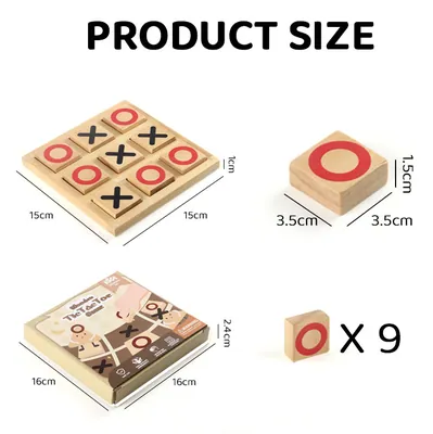 Unisex Classic Xo Chess Game Solid Wooden Travel Toy for Kids 2-4 Years and 5-7 Years Fight — wooden board games & logic wholesale