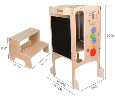 Toddler Kitchen Stool Helps Babies Learn Tower Wooden Montessori Children Learn Tower — wooden pretend play & role play wholesale