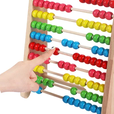 Children Toys Colorful Wooden Rainbow Bead Abacus for Math Learning view 3