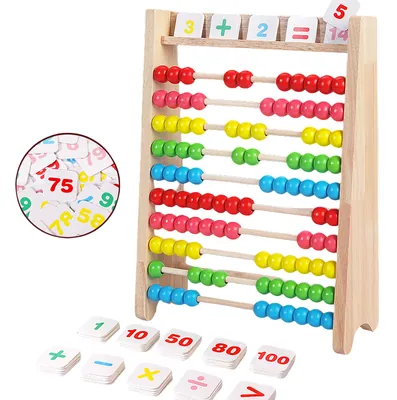 Children Toys Colorful Wooden Rainbow Bead Abacus for Math Learning — wooden math & teaching aids wholesale