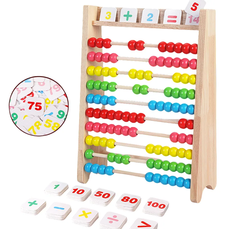 Children Toys Colorful Wooden Rainbow Bead Abacus for Math Learning — wooden math & teaching aids wholesale