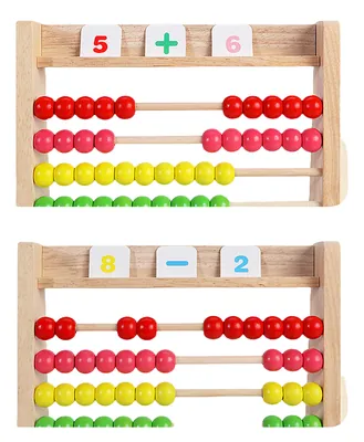 Children Toys Colorful Wooden Rainbow Bead Abacus for Math Learning view 2
