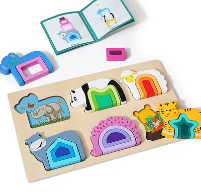 Unisex Wooden S Matching Puzzle Toy Early Education Montessori Building Block for Children view 2