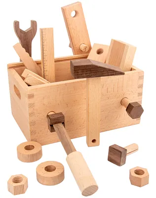 Unisex Children's Portable Wooden Toolbox Early Education Little Carpenter Simulated Screw view 2