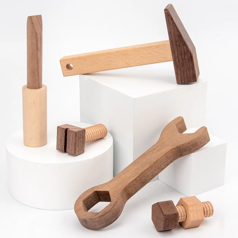 Unisex Children's Portable Wooden Toolbox Early Education Little Carpenter Simulated Screw — wooden pretend play & role play wholesale