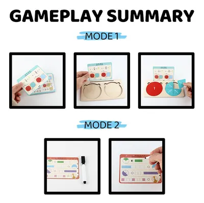 Montessori Learning Puzzle Toys Wooden Fraction Mathematics Card Games for Toddlers Kids Early view 2