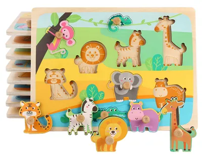 Early Learning Montessori Designs 3d Cartoon Animal Baby Toys Educational Wooden Puzzles Toys — wooden puzzles & tangrams wholesale