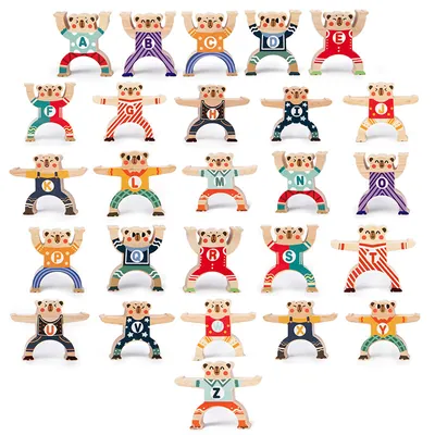 Unisex Wooden Stacking Games Balancing Blocks DIY Toys Hercules Acrobatic Troupe Interlock — wooden building blocks & construction wholesale