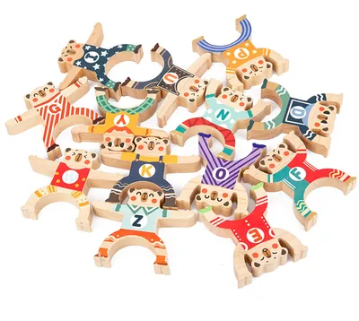 Unisex Wooden Stacking Games Balancing Blocks DIY Toys Hercules Acrobatic Troupe Interlock view 2