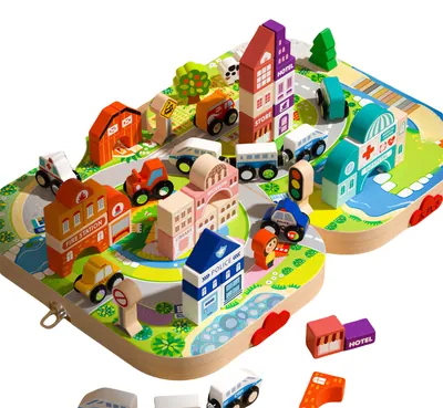 Children's Educational Magnetic Electric Small Train Set Wood Building Block Rail Car Toy view 3