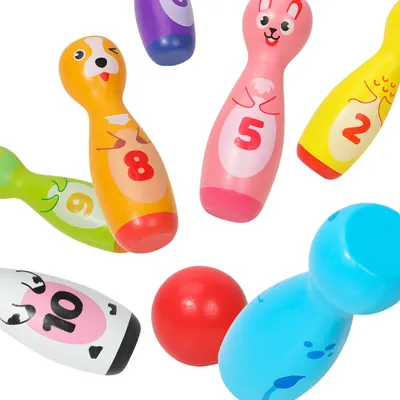 Unisex Wooden Bee Bowling Ball Toy for Children Educational Fitness Activity for 5 to 7 Years view 3