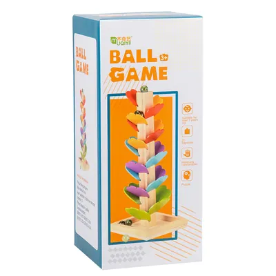 Unisex Wooden Falling Ball Game Colorful Leaf Tower Preschool Early Educational Track Toys view 2