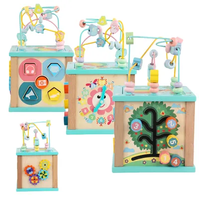 Multifunctional Wooden Toy Box Educational Bead Wrapping Toy for Unisex Children 2-4 and 5-7 view 4