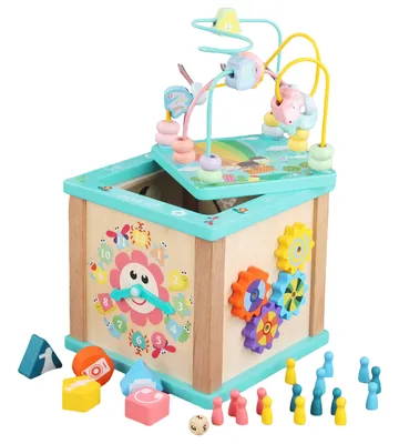 Multifunctional Wooden Toy Box Educational Bead Wrapping Toy for Unisex Children 2-4 and 5-7 view 2