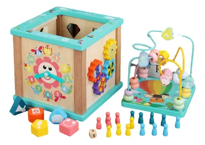 Multifunctional Wooden Toy Box Educational Bead Wrapping Toy for Unisex Children 2-4 and 5-7 view 6