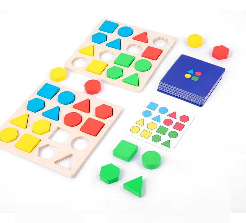 Kids Toy Colorful S Sorting Geometric Cognition Puzzle Board Building Theme — wooden math & teaching aids wholesale