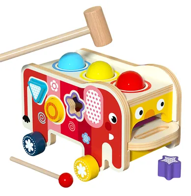 Hoye Craft Unisex Wooden Hand Knock Car Toy Multi-Functional Rainbow Xylophone Musical Toy 5-7 view 2