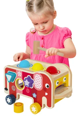 Hoye Craft Unisex Wooden Hand Knock Car Toy Multi-Functional Rainbow Xylophone Musical Toy 5-7 view 4