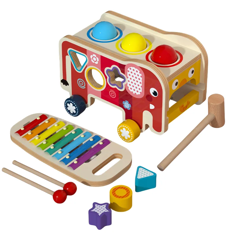 Hoye Craft Unisex Wooden Hand Knock Car Toy Multi-Functional Rainbow Xylophone Musical Toy 5-7 — wooden vehicles, tracks & ramps wholesale