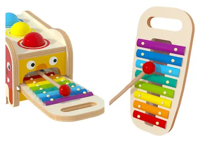 Hoye Craft Unisex Wooden Hand Knock Car Toy Multi-Functional Rainbow Xylophone Musical Toy 5-7 view 3