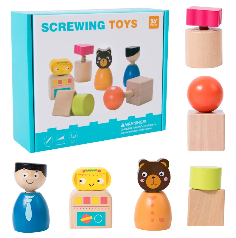 Montessori Wooden Geometric Blocks Construction Toys for Baby Education & Cognitive Colors Day — wooden building blocks & construction wholesale
