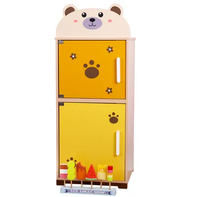 Double-Door Wood Fridge Toy Unisex Animal Shape Bear Game Color Box Packing — wooden pretend play & role play wholesale