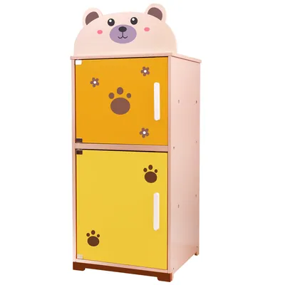 Double-Door Wood Fridge Toy Unisex Animal Shape Bear Game Color Box Packing view 3