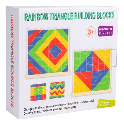 Factory Wooden Colorful Triangle Building Blocks Sets Baby Toys Children Toys — wooden building blocks & construction wholesale