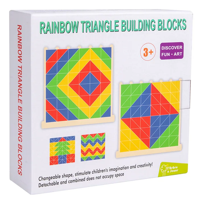 Factory Wooden Colorful Triangle Building Blocks Sets Baby Toys Children Toys — wooden building blocks & construction wholesale