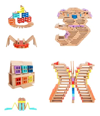 1:8 Wooden Creative Pile Tower Block Montessori Toys Kids Fun Imagination Training — wooden building blocks & construction wholesale