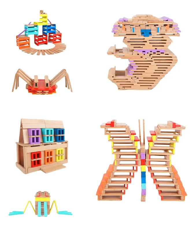 1:8 Wooden Creative Pile Tower Block Montessori Toys Kids Fun Imagination Training — wooden building blocks & construction wholesale